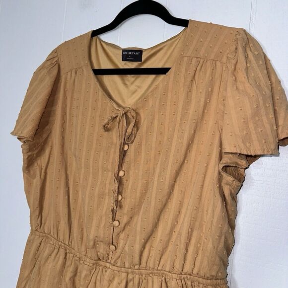 Lane Bryant Women’s Dot Peplum Top Camel Brown Size 14 - Picture 3 of 5